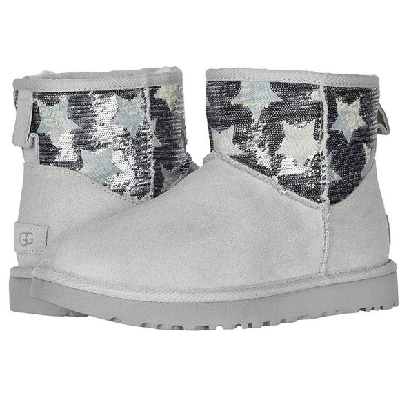 UGG CLASSIC MINI SEQUIN STARS IN GREY - Picture 3 of 10